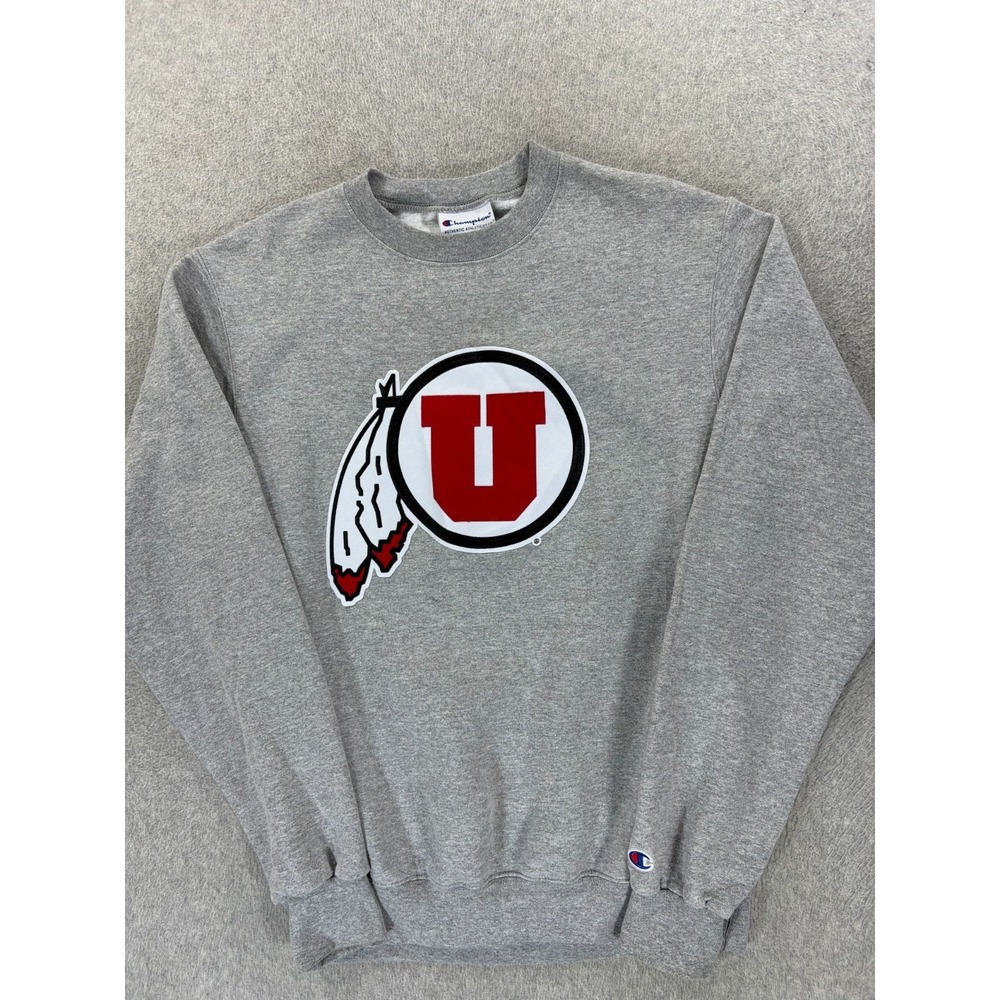 Utah Utes Champion Stitched Logo Campus Crew Sweatshirt (Men's Small) Gray